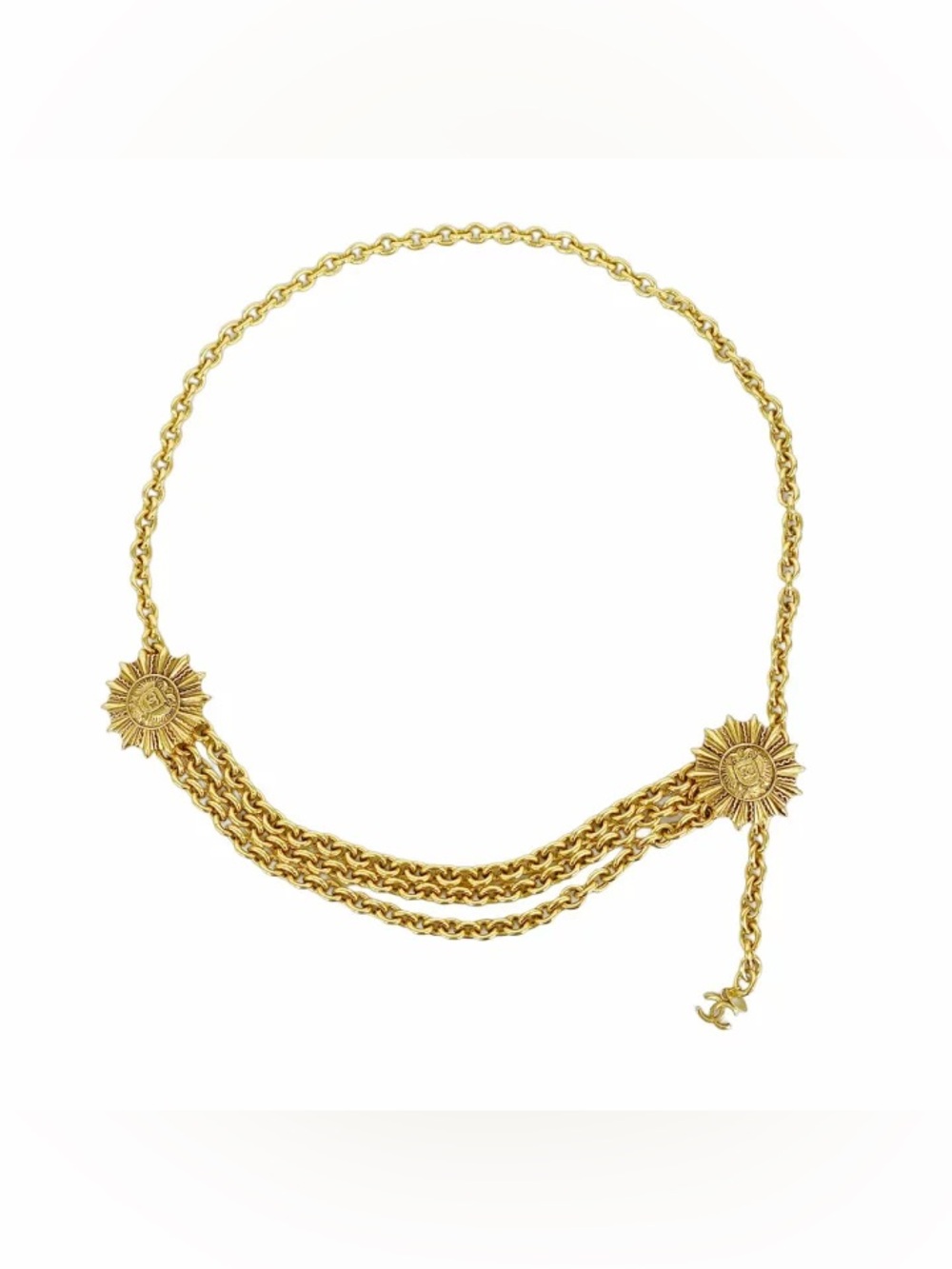Authentic CHANEL 1980s vintage medallions charms belt 98cm